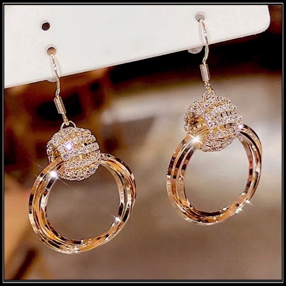 Clearance! New gold simulated Diamond Circle Multi Hoops Round Disco Earrings